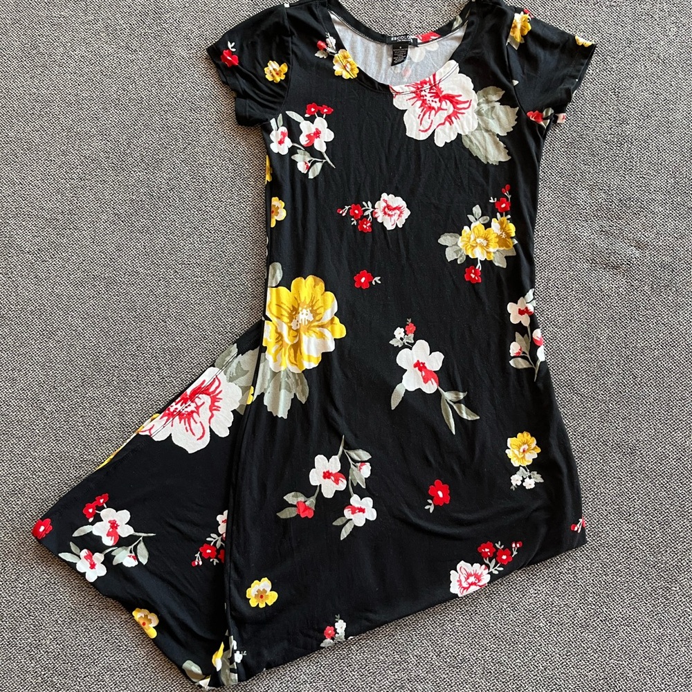 Floral Black Kids Dress